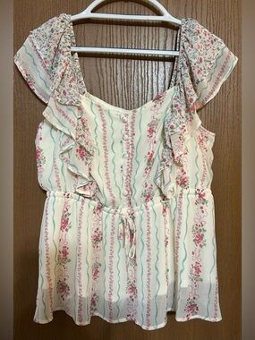 Ruffle Cinched Blouse, Antionette Floral